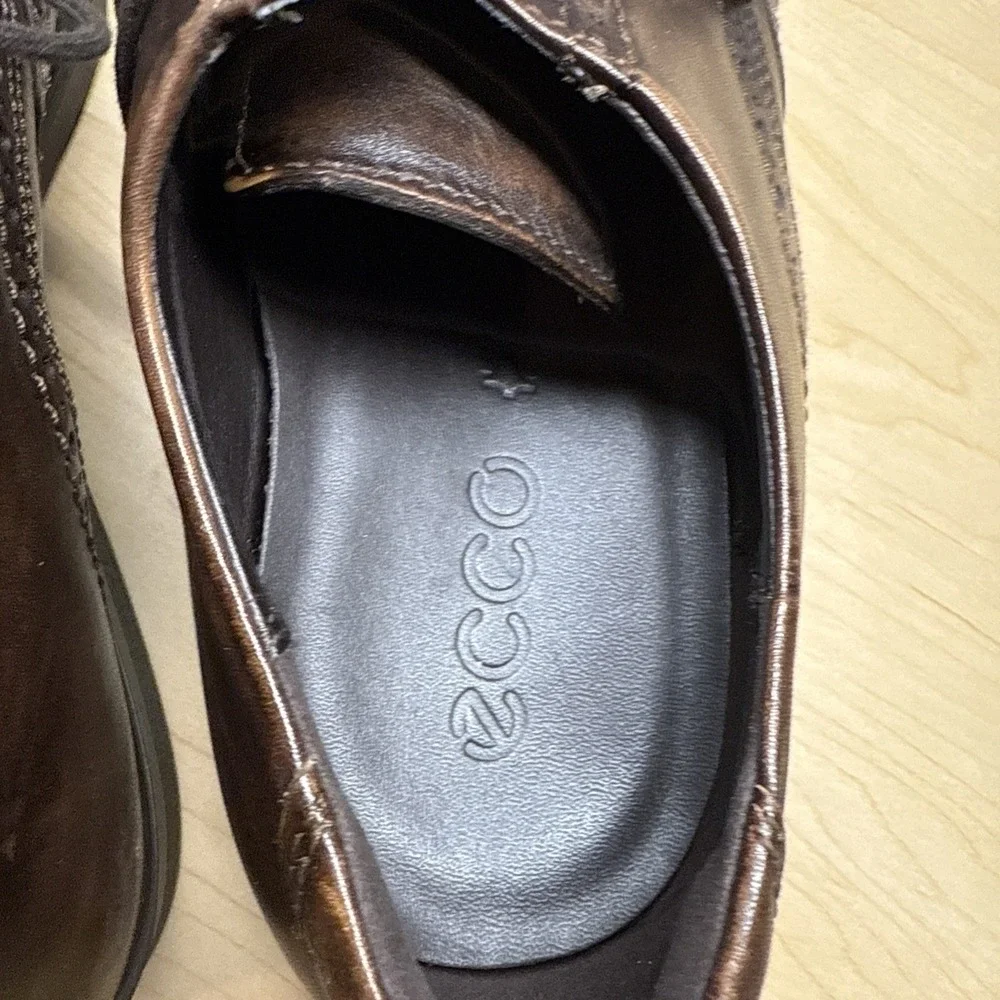 Ecco Vitrus Mens Dress Shoes Wing Tip Leather Oxford Nature Brown SIZE 12 Eu 46
